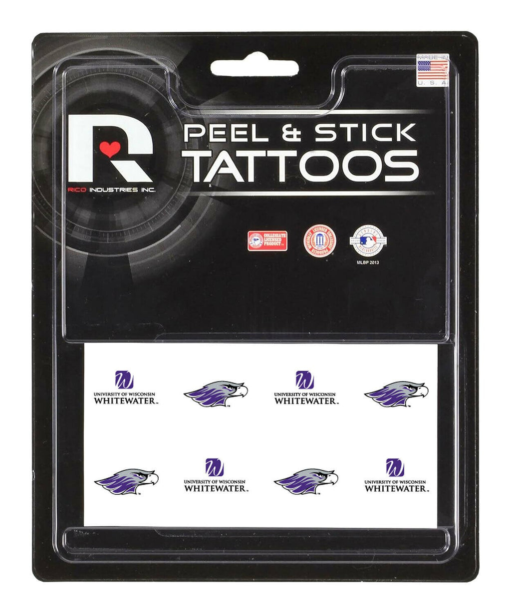 Sports Tattoo Set - 8 Peel & Stick Team Face Tattoos for UW Whitewater Warhawks