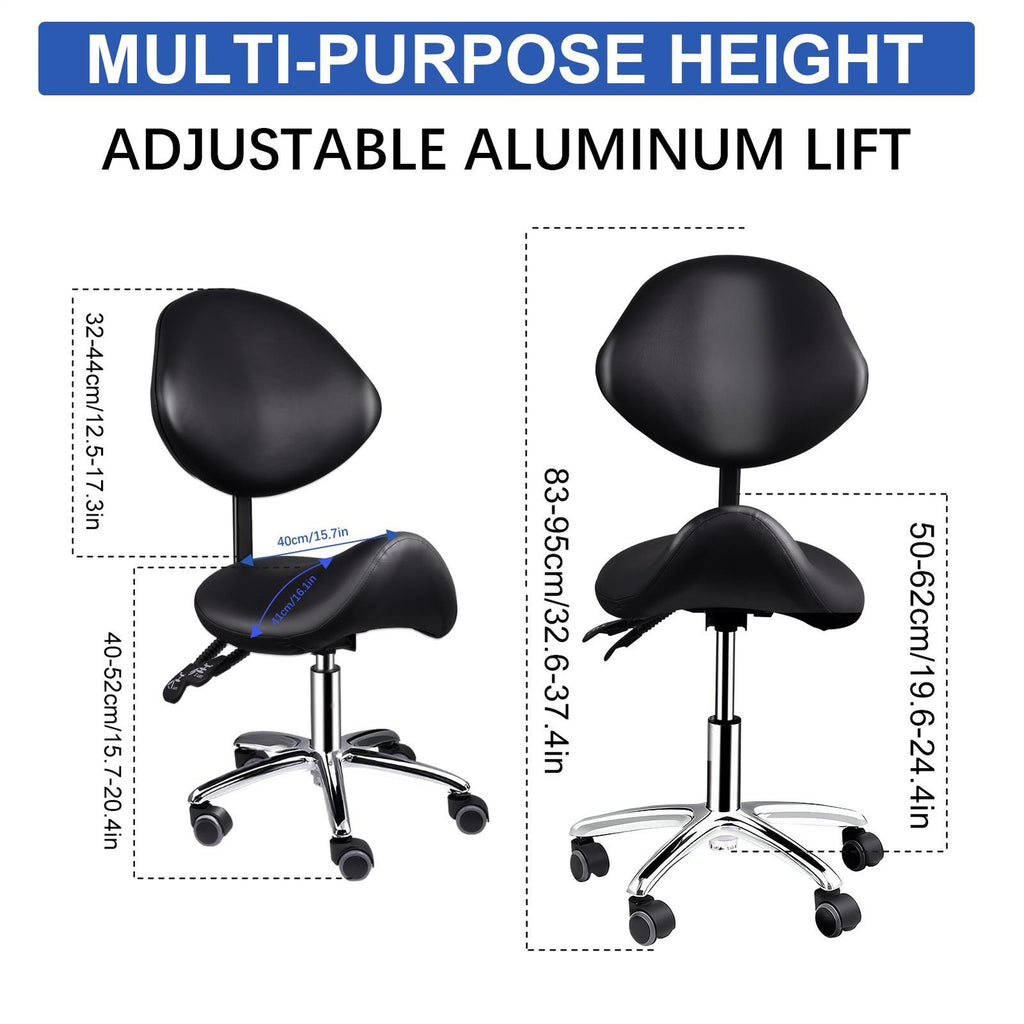 Dental Saddle Stool with Backrest Support Rolling Ergonomic Chair