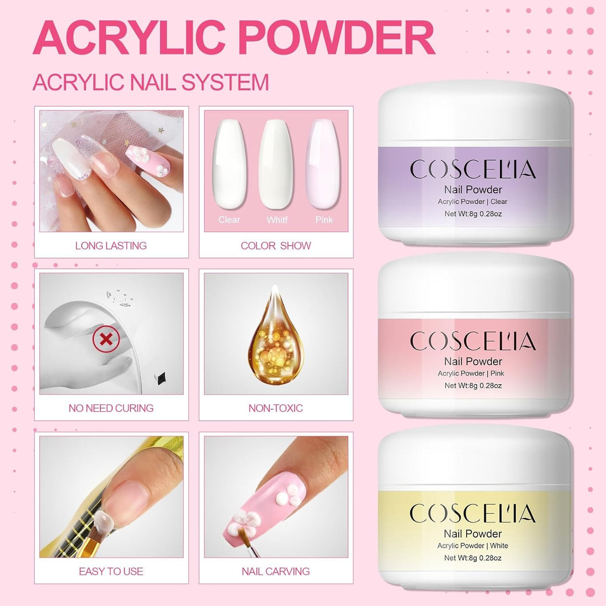 Professional Acrylic Nail Kit for Beginners with UV Light & Accessories