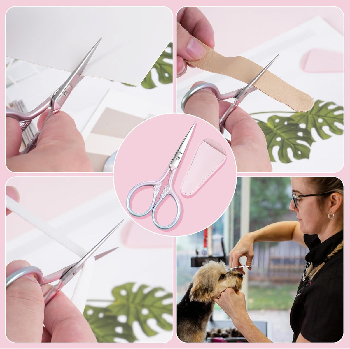 Pink Stainless Steel Eyebrow & Facial Hair Scissors - 2 Pack, 3.5 Inch