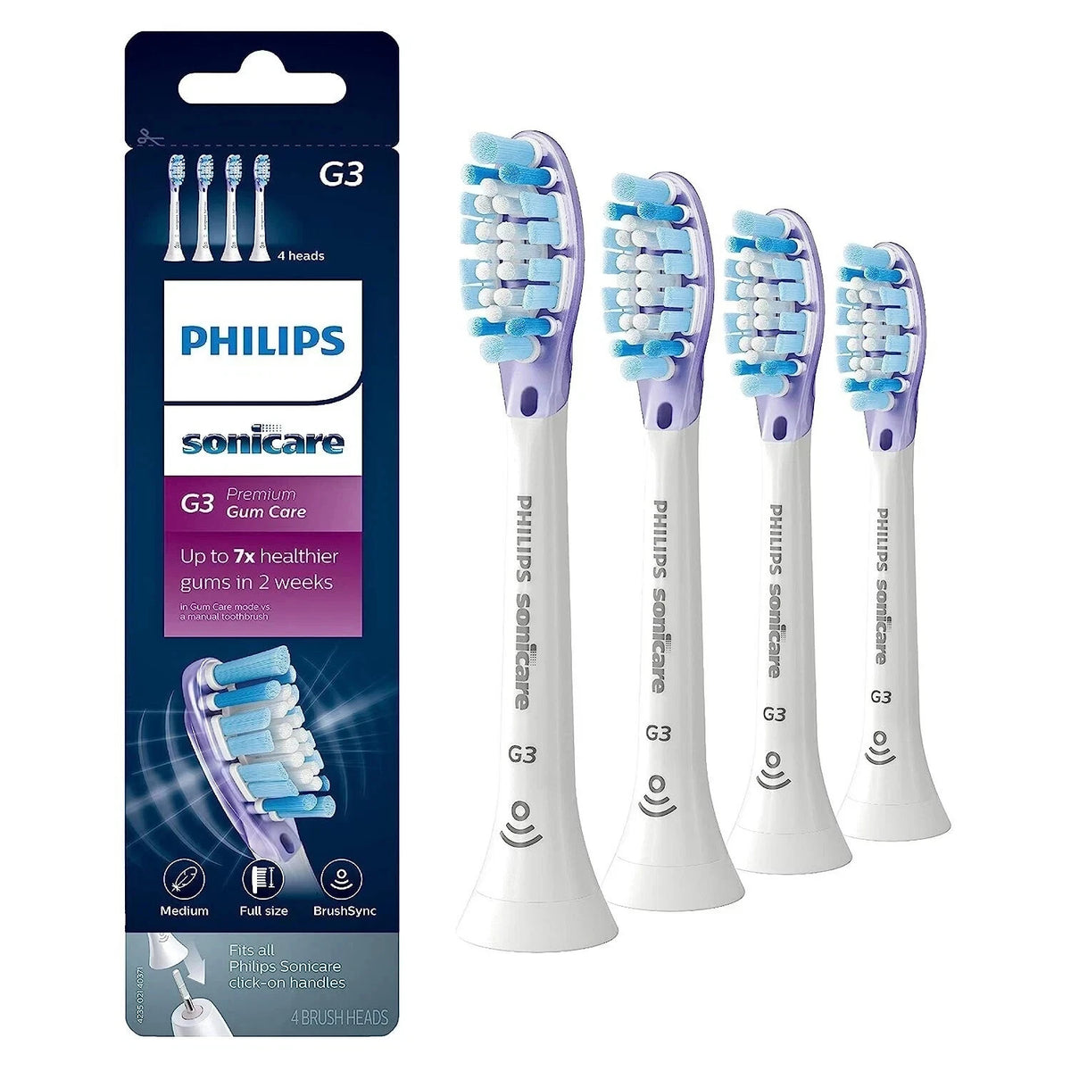 Replacement Toothbrush Heads for Philips Sonicare G3 Premium Gum Care — Pack of 4