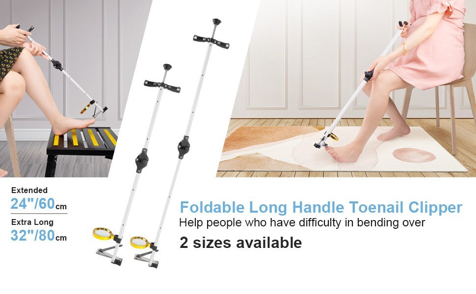 Foldable Long Handle Toenail Clippers with Magnifier - Mobility Aid