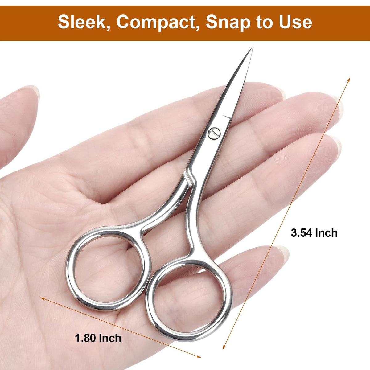 Professional Stainless Steel Eyebrow and Facial Hair Small Scissors - 3.5 Inch Precision Grooming Tool
