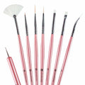 Nail Art Brushes Set - Gel Detailer, Striping, Dotting, Fan & Liner Brushes