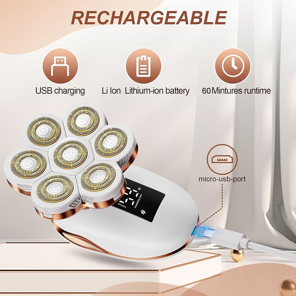 Cordless Women Rotary Electric Shaver for Painless Hair Removal Legs Face Bikini