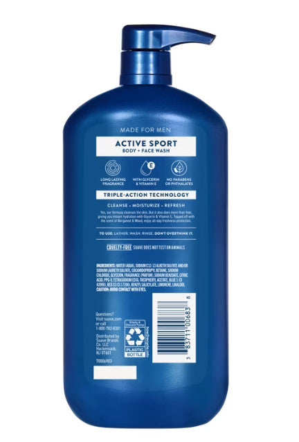 Men's 2-in-1 Body & Face Wash with Glycerin & Vitamin E - 30 Fl Oz