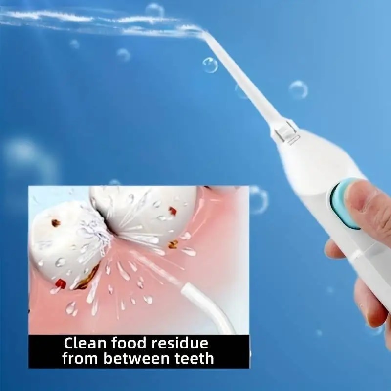 Cordless Water Flosser Dental Oral Irrigator Travel Teeth Cleaner - Portable & Manual Operation