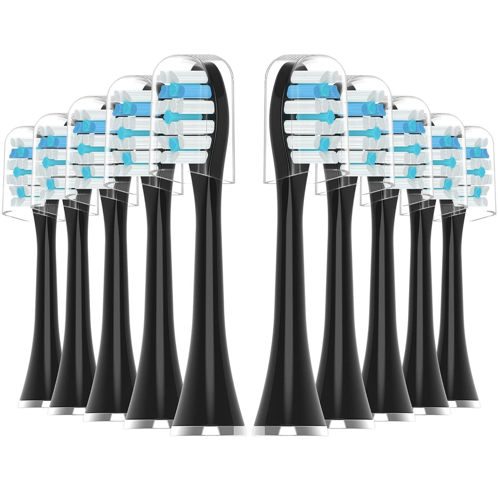 Replacement Sonic Toothbrush Heads 10 Pack for AquaSonic Black Series