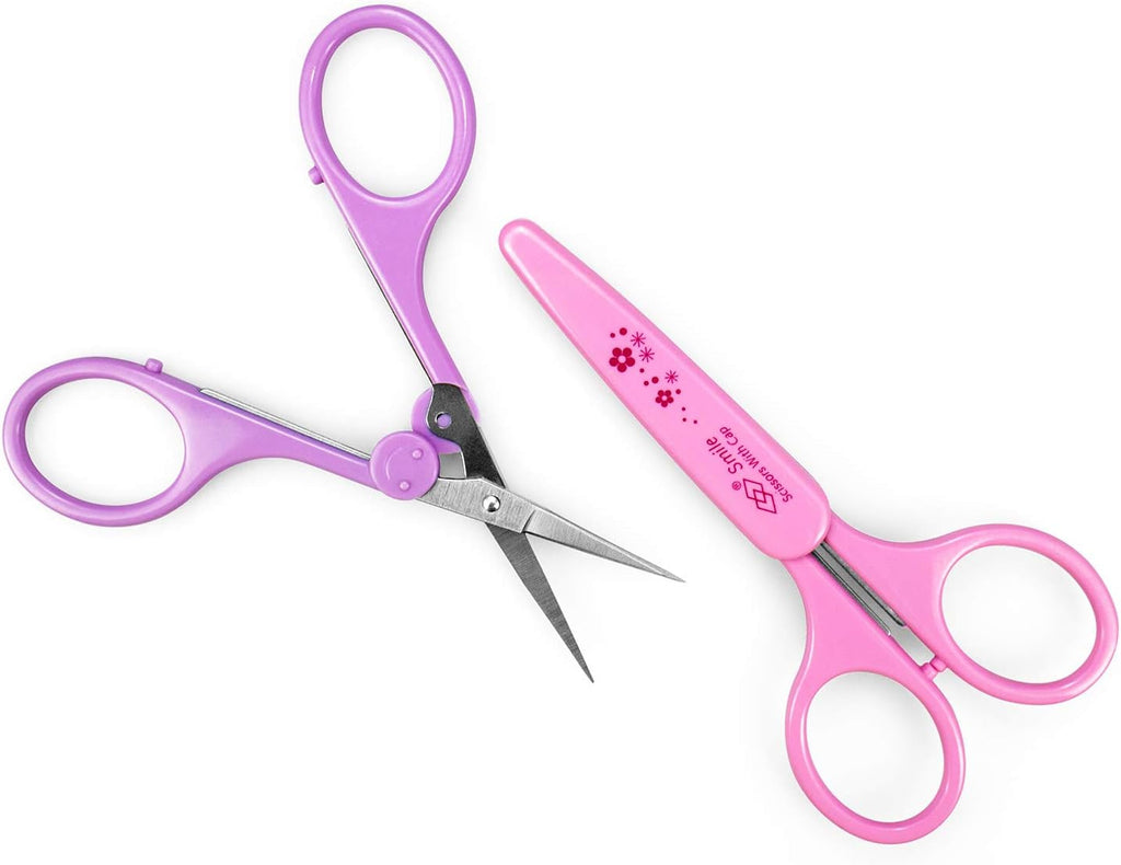 Eyebrow Scissors for Facial, Nose, Mustache & Beard Hair Trimming - Long Purple Stainless Steel