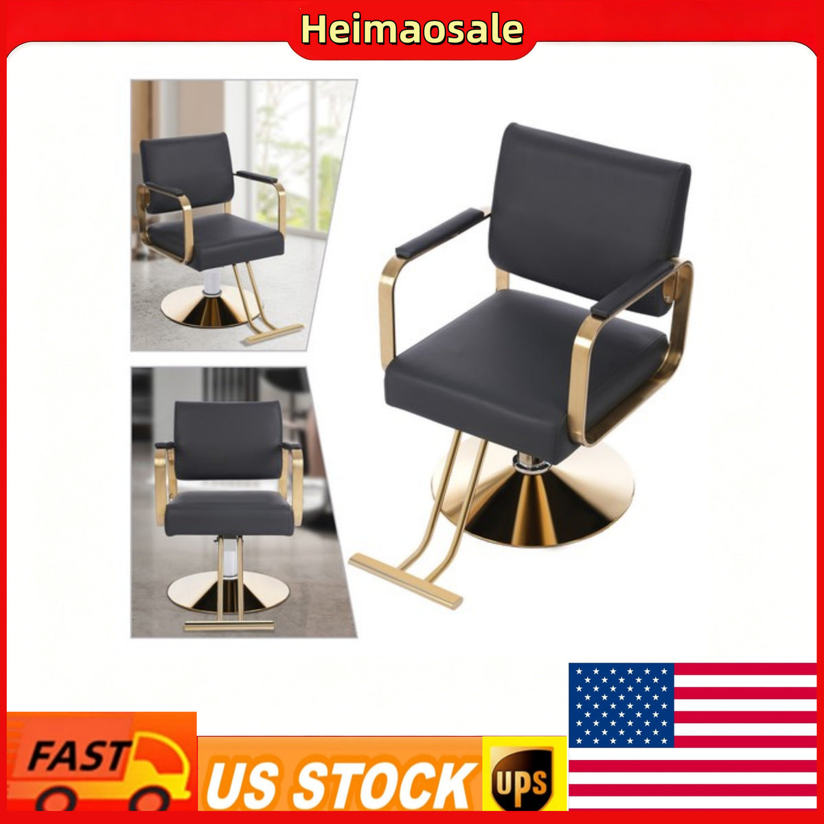 Hydraulic Barber Chair with Adjustable Height & 360° Rotation for Salon & Spa