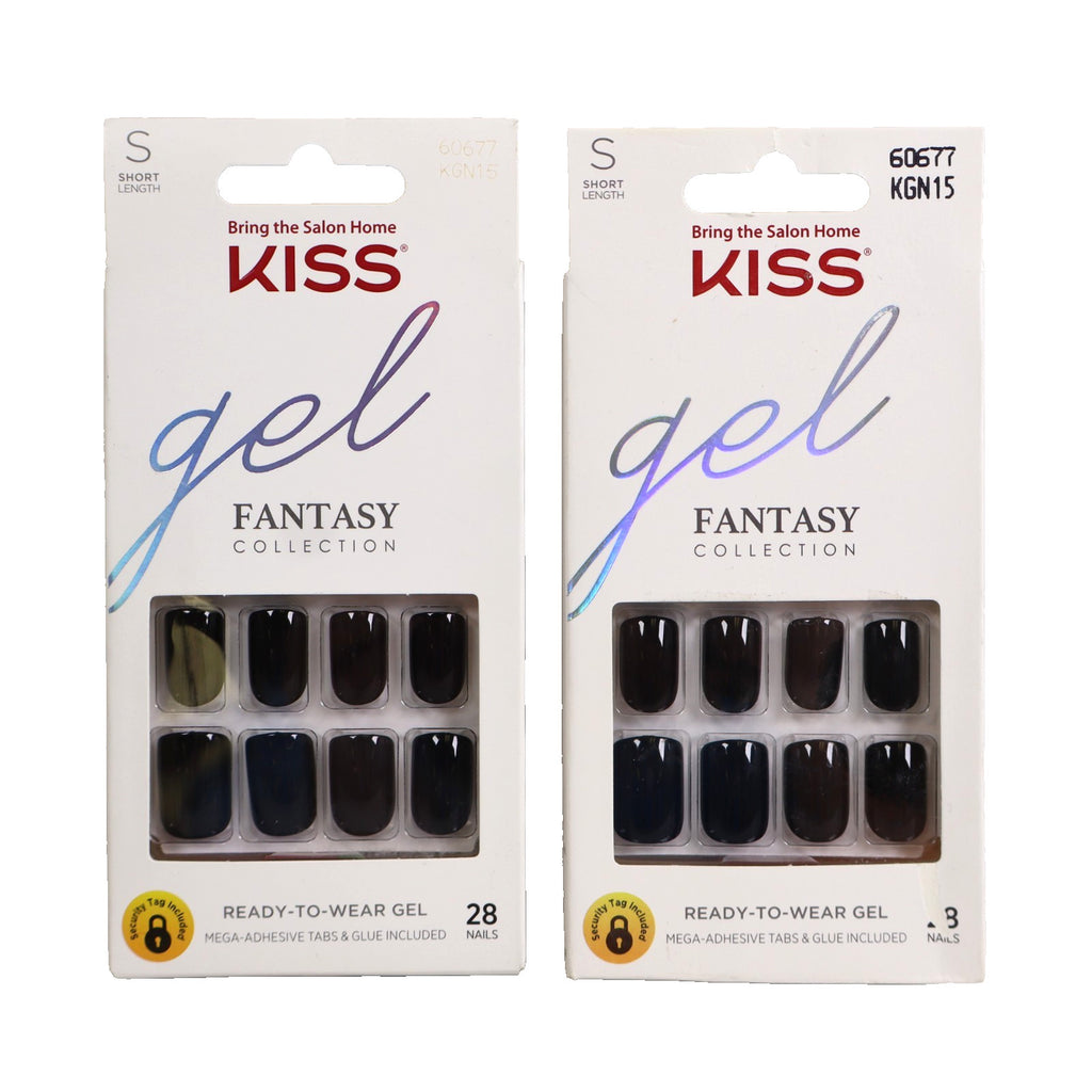 2 Pack Press-On Nails - Black Short Length Gel Fantasy Collection