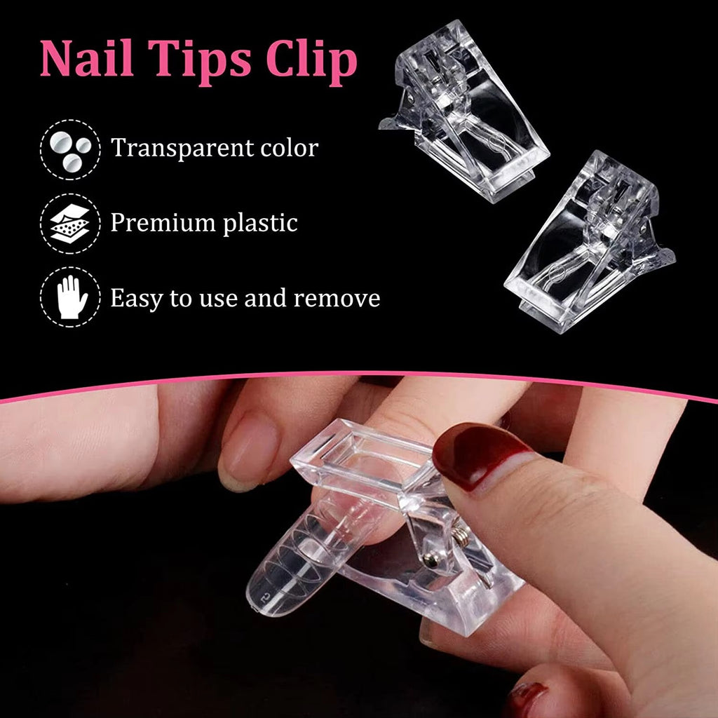 10PCS Nail Tips Clip for Gel Nail Extensions and Shaping - Manicure Clamp Set