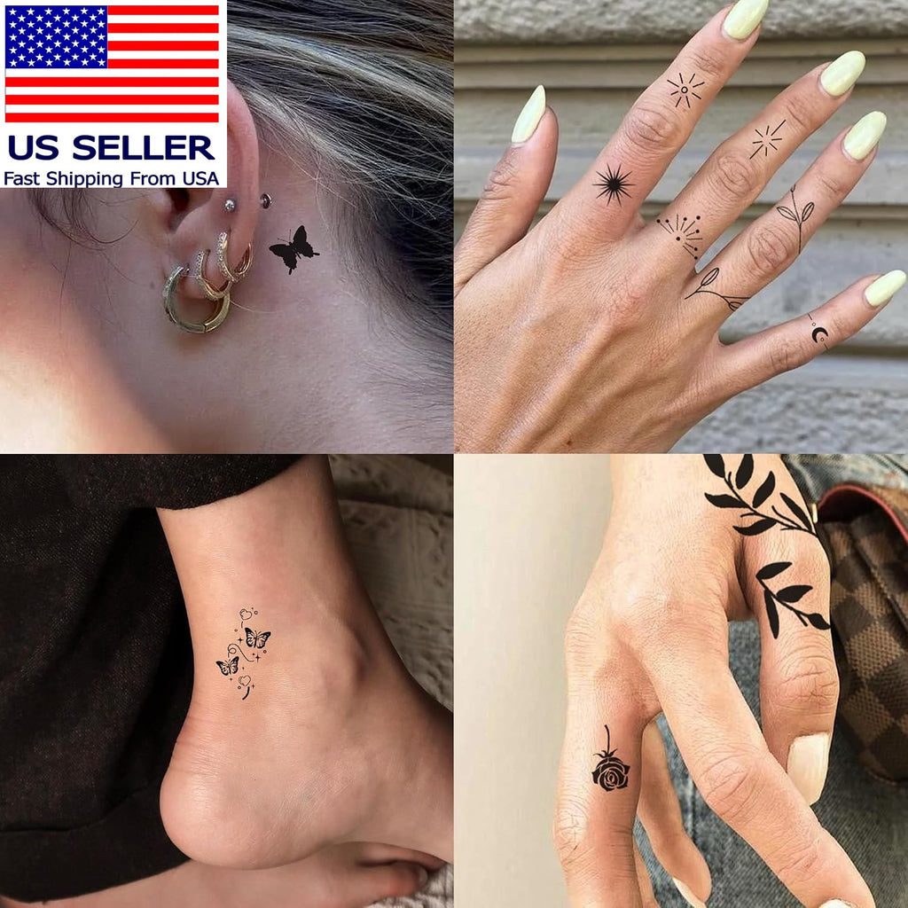 630 Pcs Finger & Hand Temporary Tattoos for Women - Realistic Small Designs