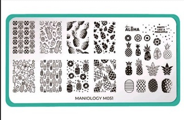 Maniology Nail Stamping Plate M051 Aloha Pineapples Nail Art Tool
