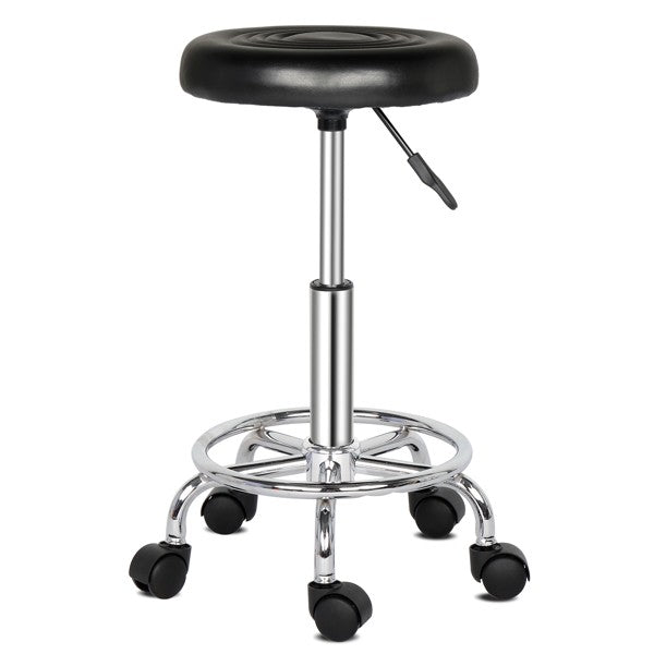 Black 360° Swivel Rolling Stool with Adjustable Height for Salon & Spa