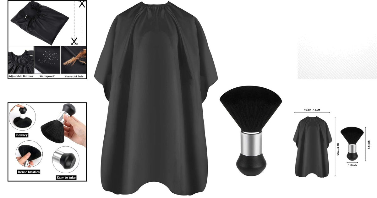 Professional Hair Cutting Cape with Adjustable Neck in Black - Full Coverage