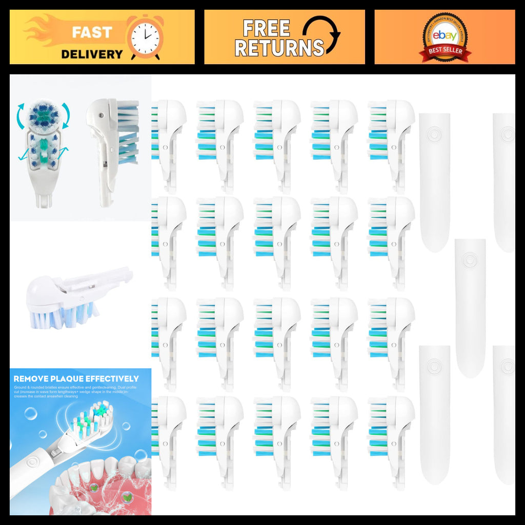 20 Pcs Dual Cross Action Sensitive Toothbrush Replacement Heads