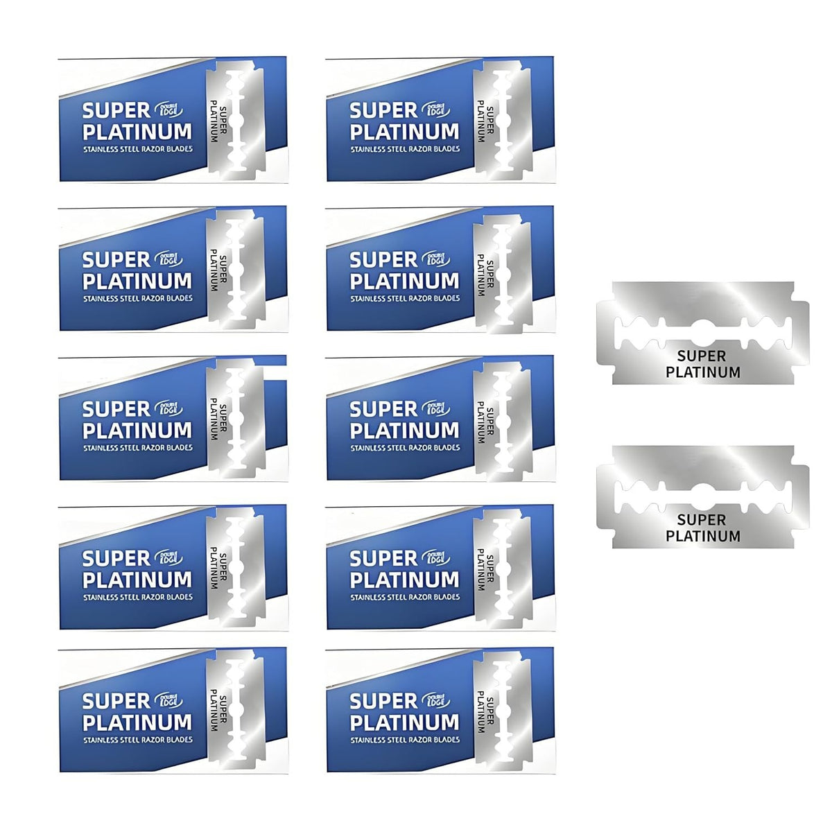 100 Count Double Edge Razor Blades for Men Safety Shaving Platinum Steel White