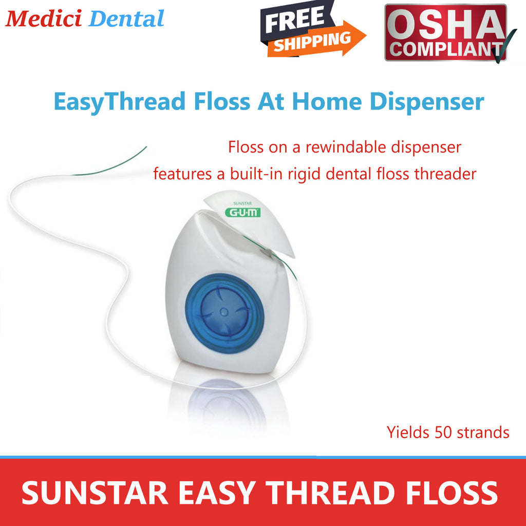 Dental Floss for Braces and Implants - GUM EasyThread Orthodontic Threader, 50 Strands