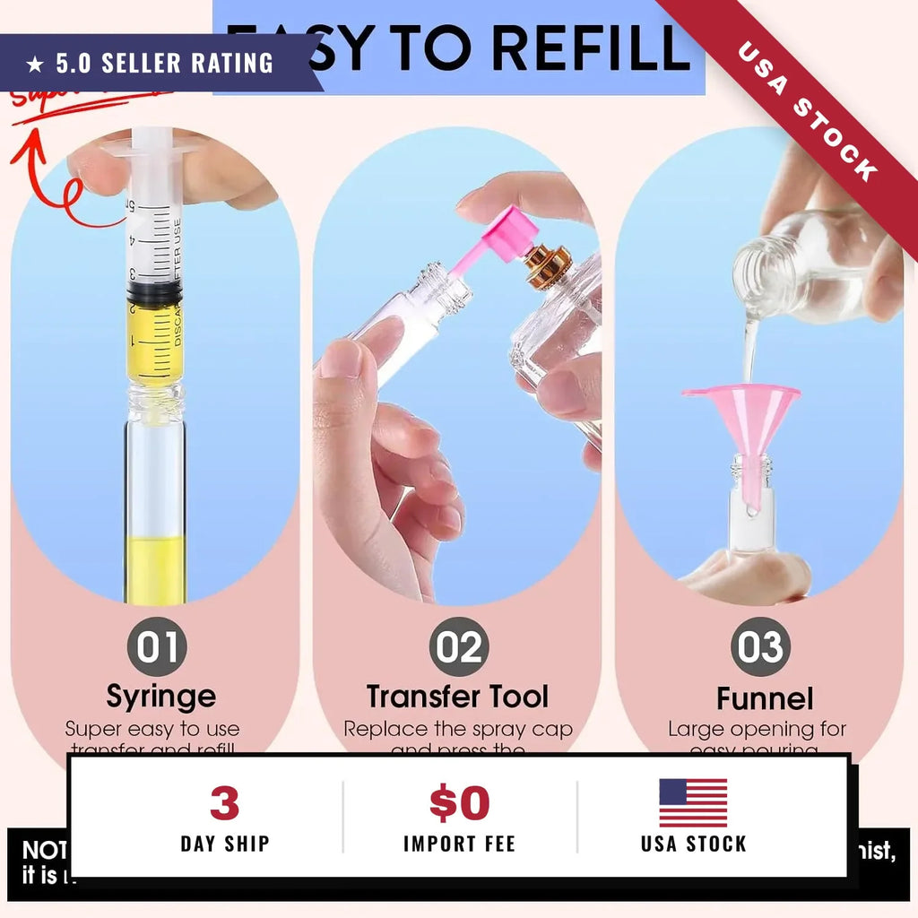 6 Pack 8ML Refillable Perfume Atomizer Spray Bottles for Travel & Reuse
