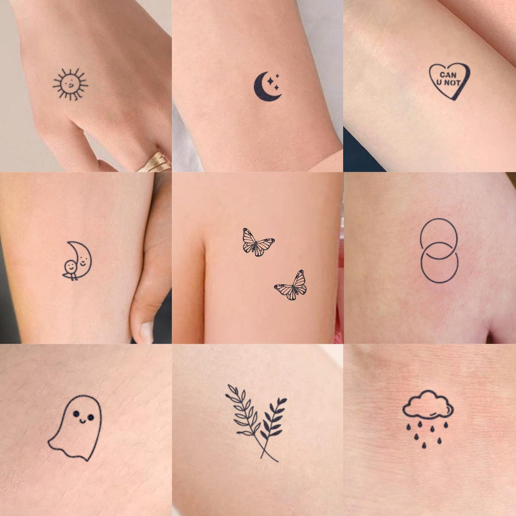 Temporary Tattoos for Adults & Kids - Small, Long-Lasting Mini Stickers (20 Sheets)