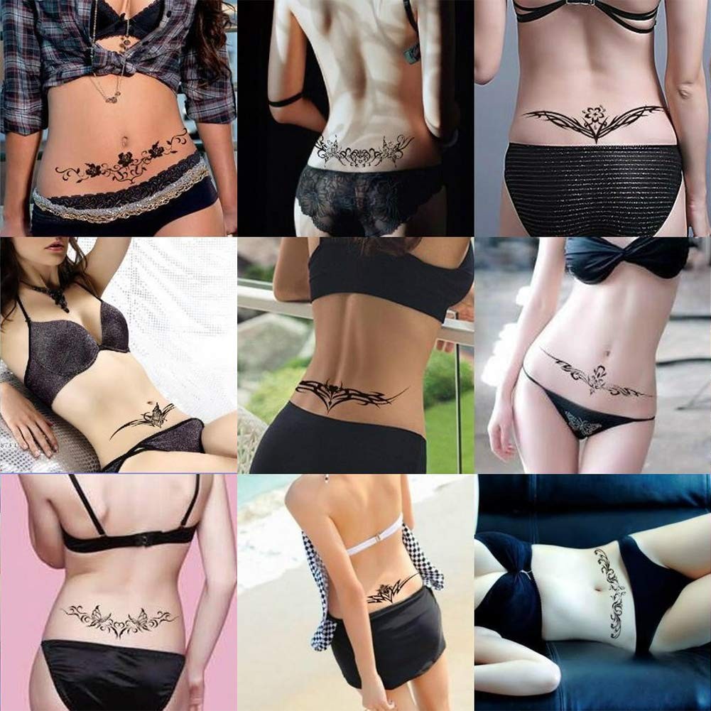 Temporary Tattoo Sheets 19 Pieces - Tramp Stamp Stickers for Women Men