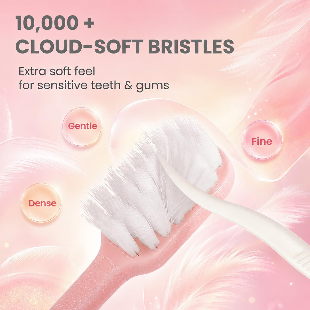 Extra Soft Manual Toothbrushes for Adults - Ultra Dense Nano Bristles, 5-Pack Pink