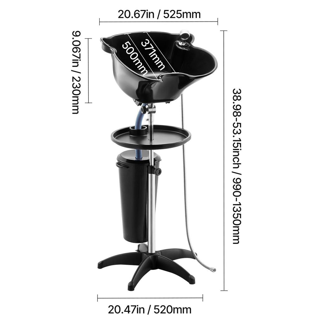 Portable Shampoo Basin with Adjustable Height & Showerhead for Hair Washing