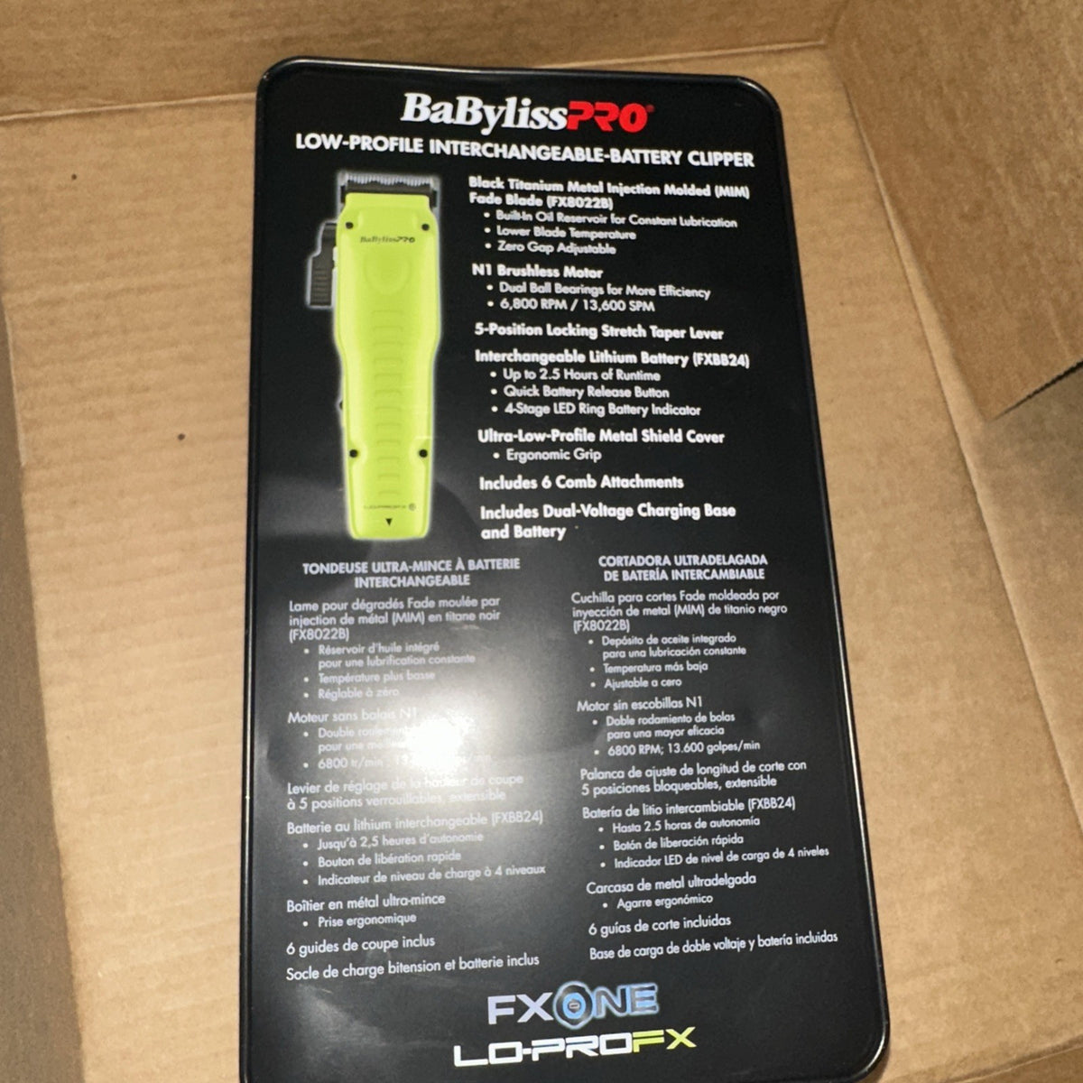 BaBylissPRO FX829NY FX1 Lo-ProFX Neon Yellow Hair Clipper - Limited Edition