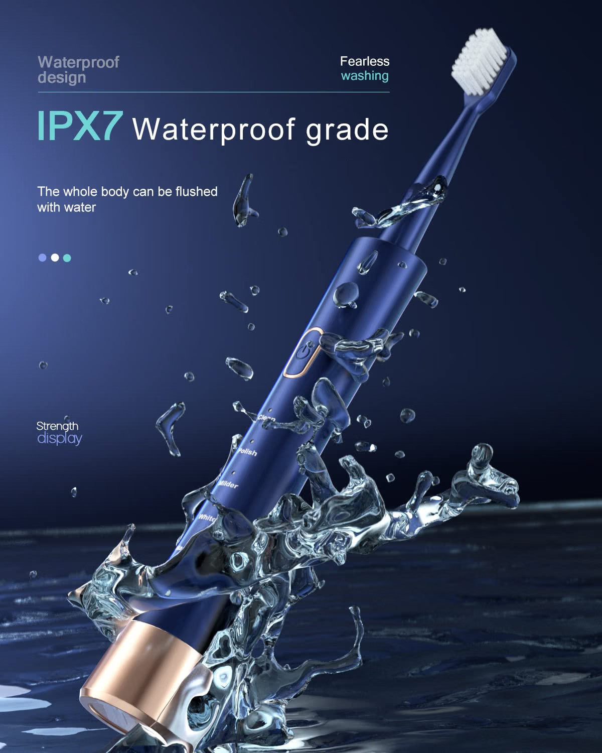 Electric Toothbrush IPX7 Waterproof Sonic 5 Modes & 8 Brush Heads