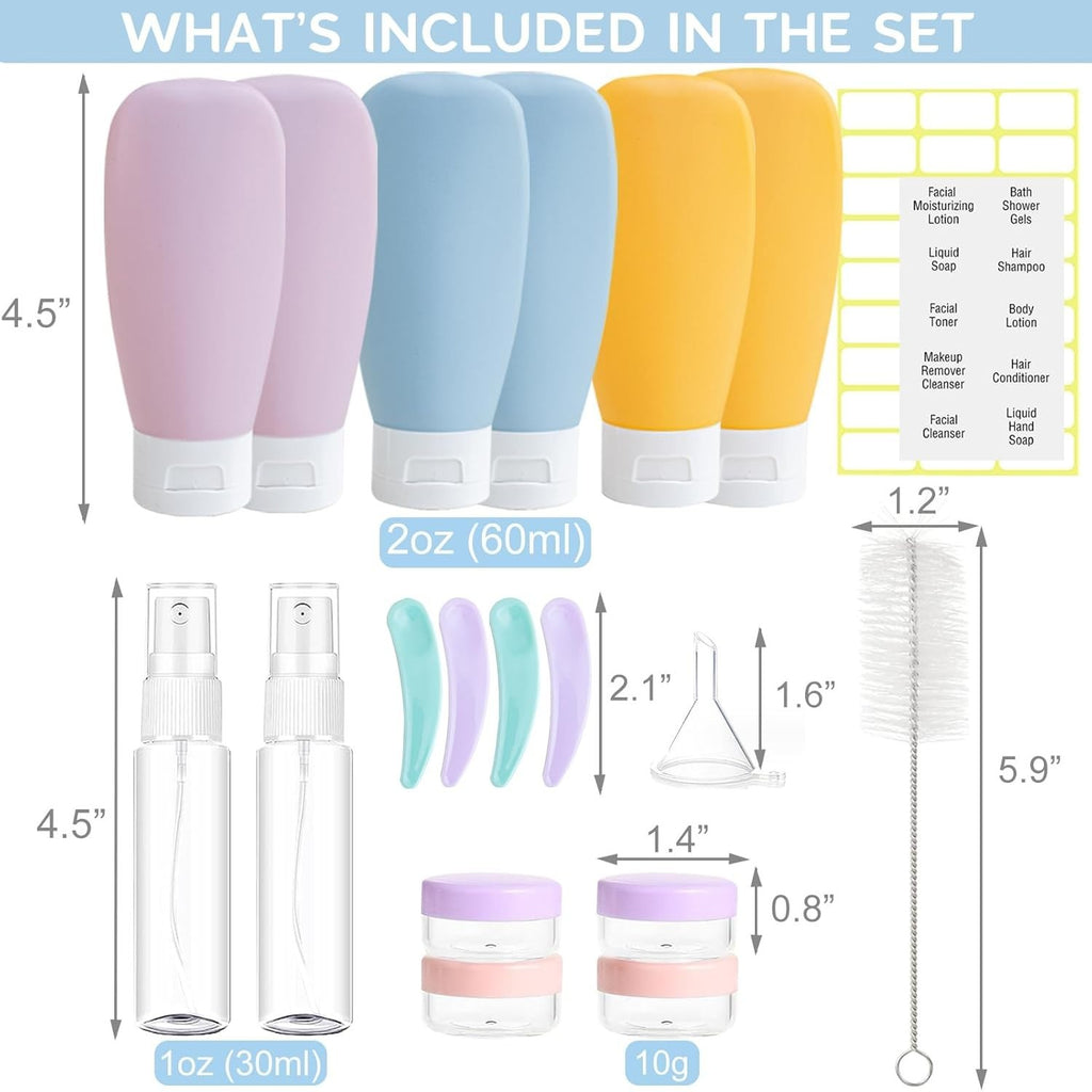 20 Pack Travel Bottles Set TSA Approved Leak Proof Travel Size for Toiletries