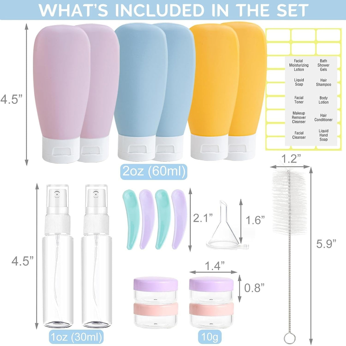 20 Pack Travel Bottles Set TSA Approved Leak Proof Travel Size for Toiletries