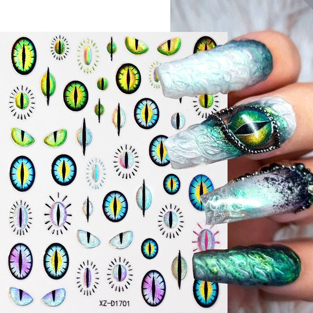4Pcs Self-Adhesive Evil Eye Nail Stickers for Halloween Nail Art