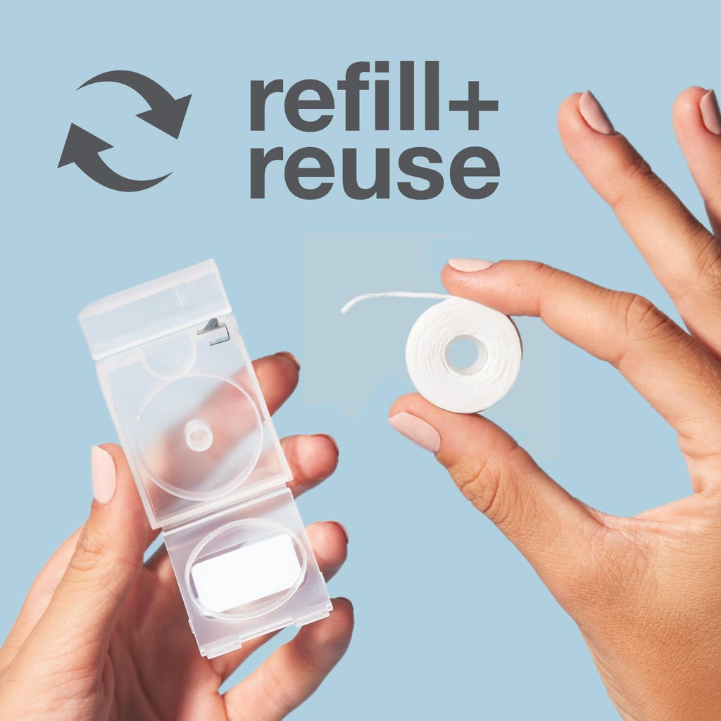 Expanding Dental Floss Refill Set with Dispenser - 196 Feet, Strong & Effective