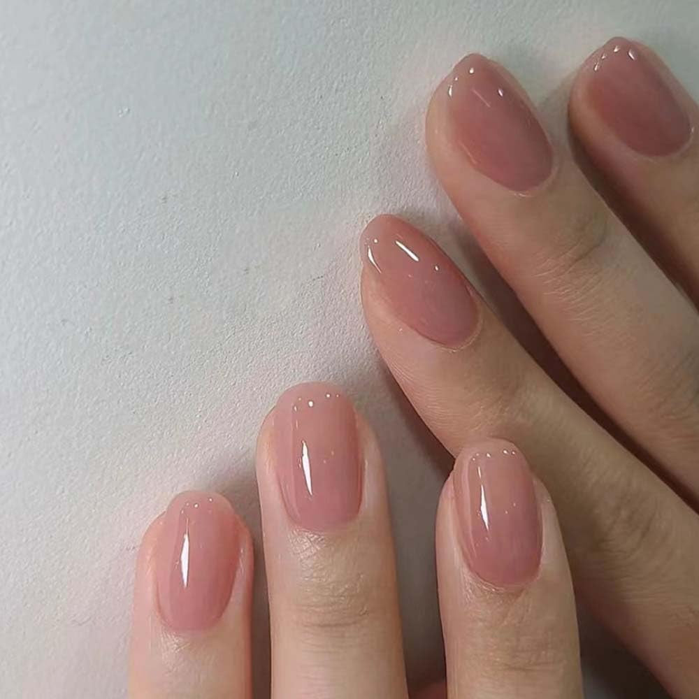 Short Pink Press-On Nails with Glossy Finish - Fake Nail Set for Women