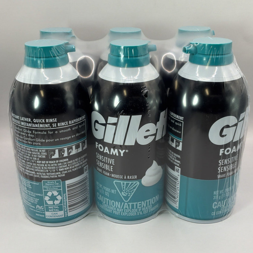 Gillette Men's Sensitive Shaving Foam - 11oz 6-Pack with Free Shipping