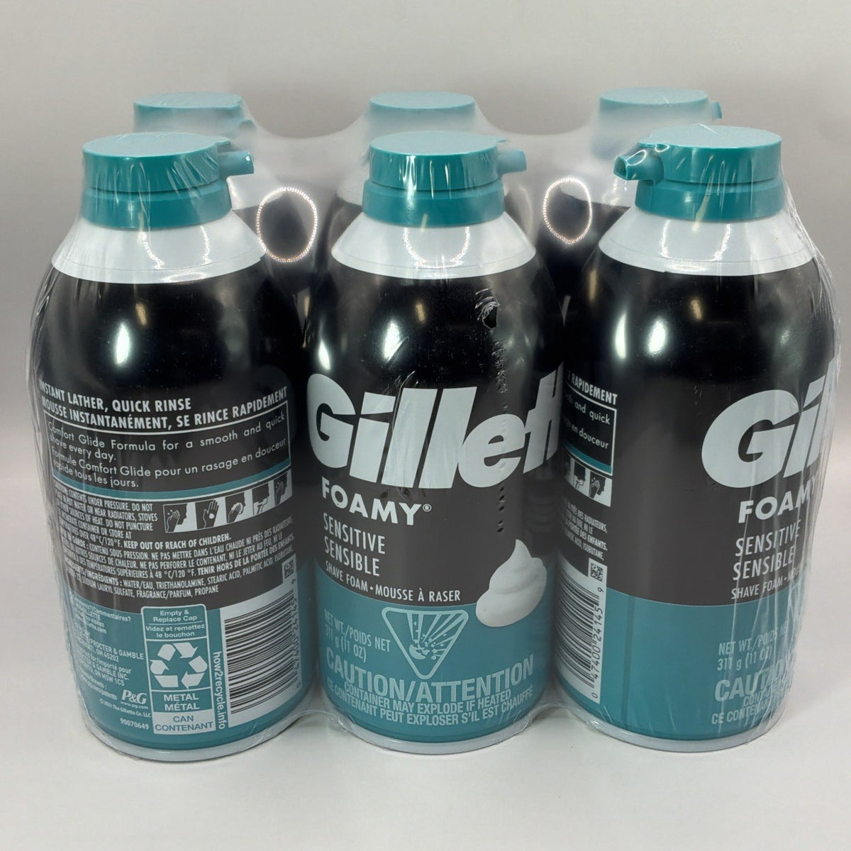 Gillette Men's Sensitive Shaving Foam - 11oz 6-Pack with Free Shipping