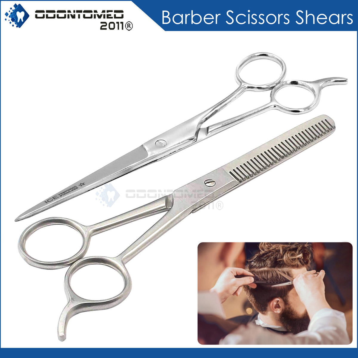 Hair Thinning and Cutting Scissors Set - 6.5" Thinning & 5.5" Barber Shears