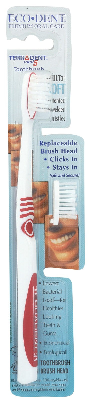 Eco Dent Toothbrush with Replaceable Head - Soft Bristles, 1 Pack