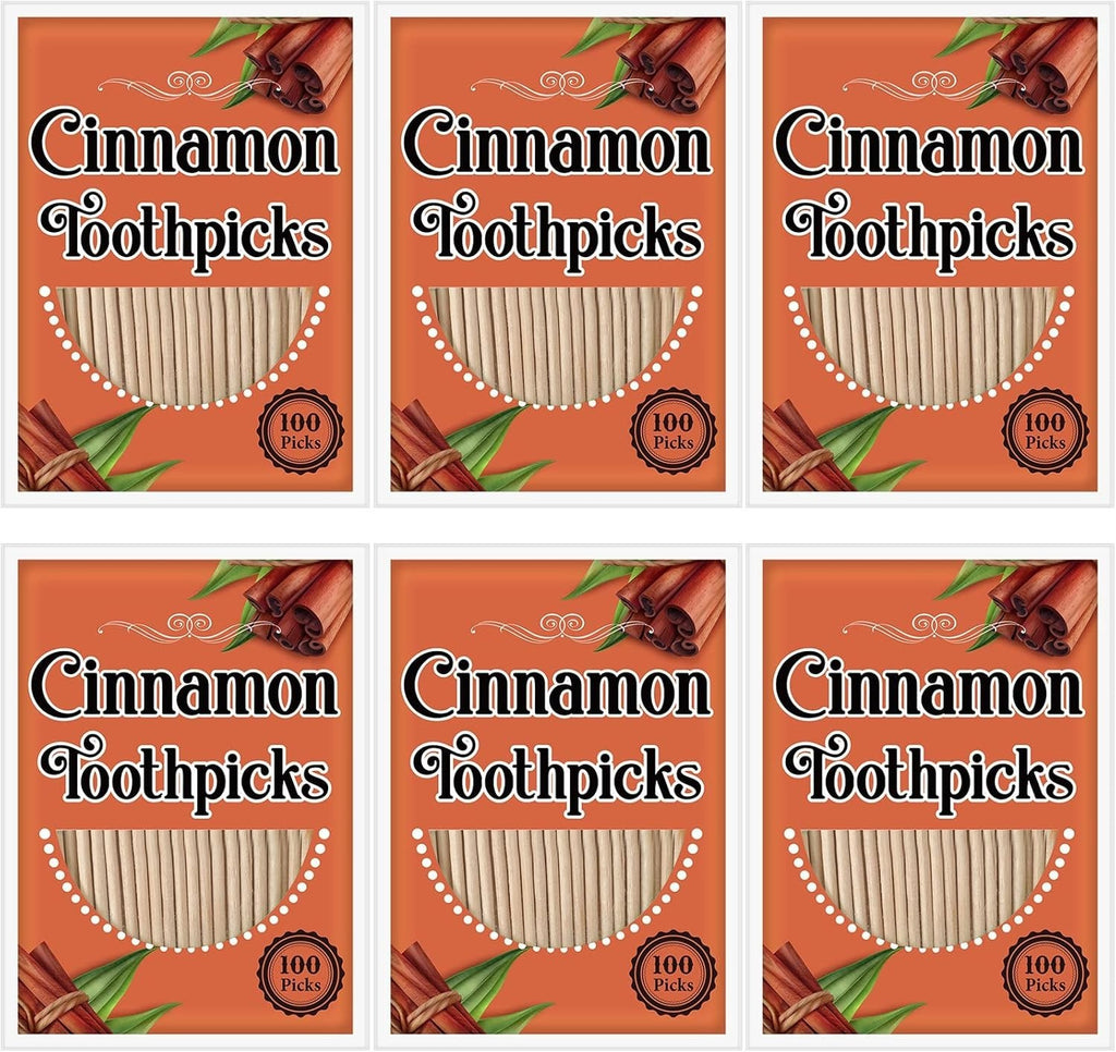 Bulk Cinnamon Flavored Toothpicks - 600 Natural Wooden Picks for Fresh Breath & Oral Care