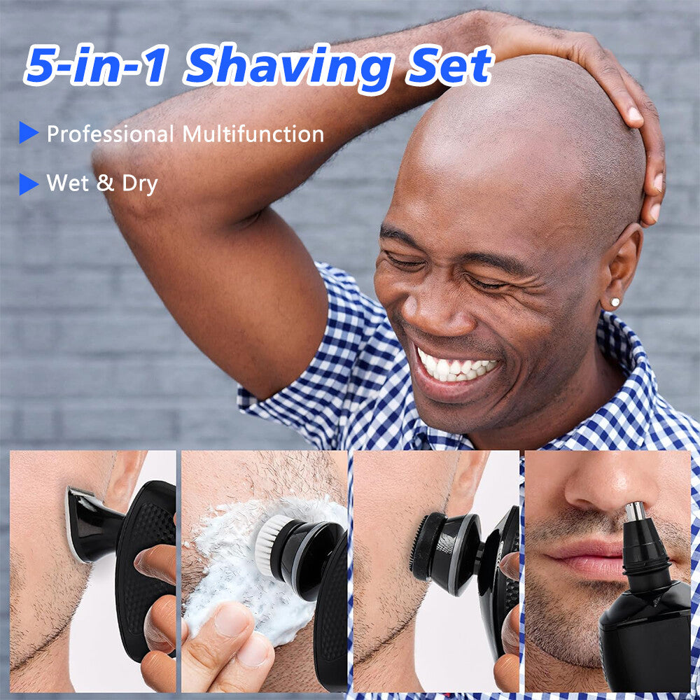 Electric Head Shaver for Men Cordless Wet Dry Skull Razor with 5 Attachments