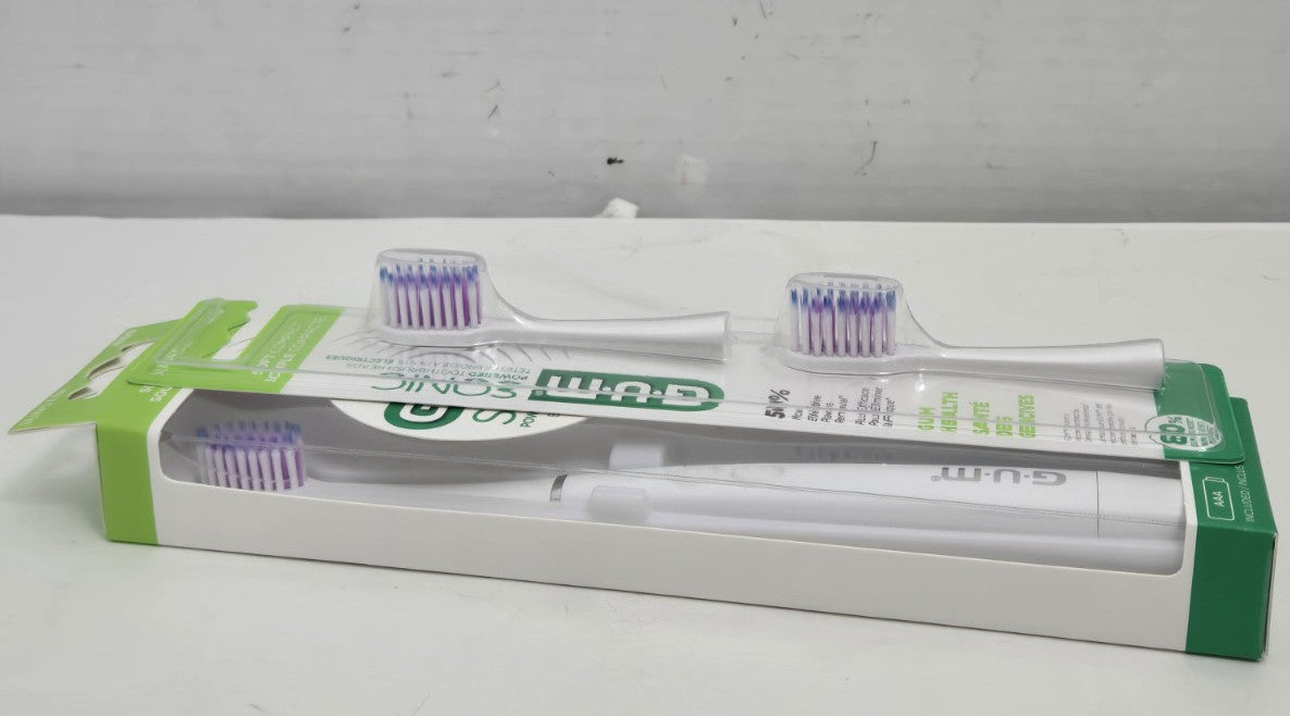 GUM Sonic Battery Powered Toothbrush Soft Compact & Refill Heads