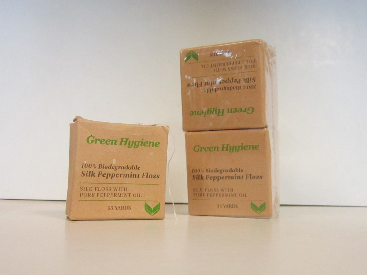Natural Silk Dental Floss Dispenser 4-Pack Mint Eco-Friendly Biodegradable