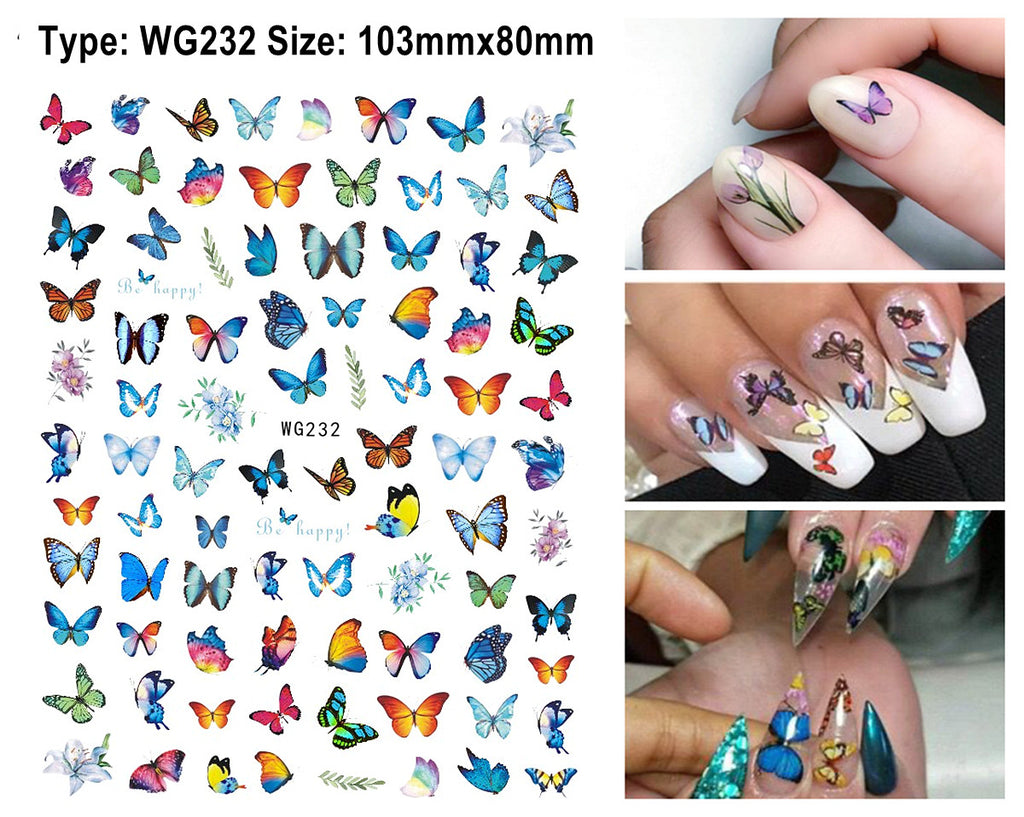 Butterfly and Bird Nail Decal Stickers for Nail Art - Assorted Designs