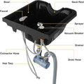 Wall Mounted Shampoo Bowl with Faucet Spray P-Trap Salon Sink Black ABS
