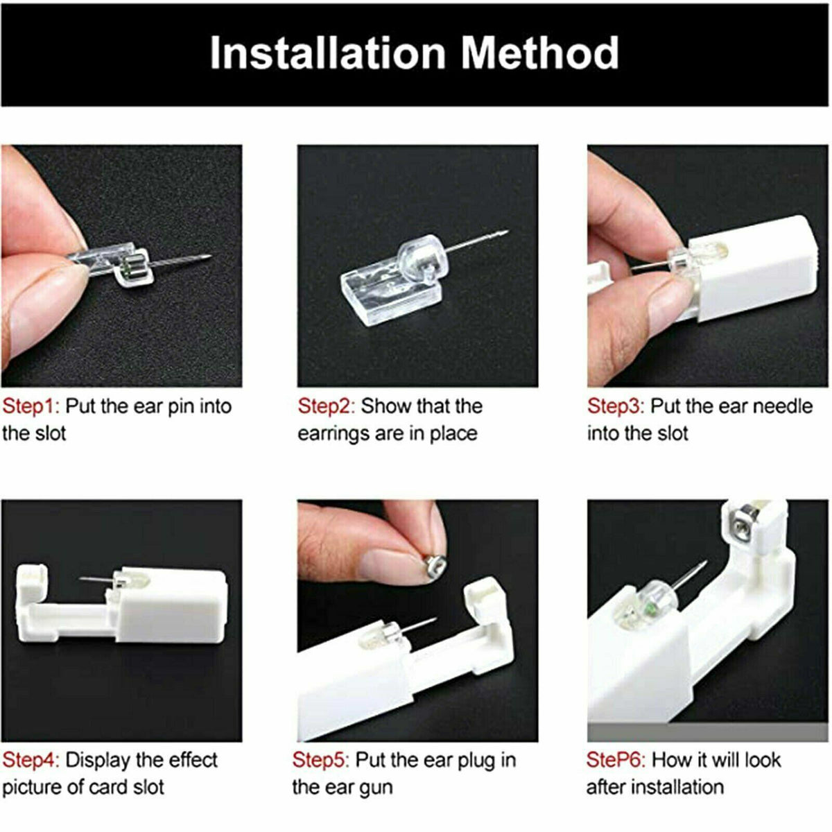 Disposable Nose Piercing Kit - Silver Ear Stud Gun, Safe One-Time Use