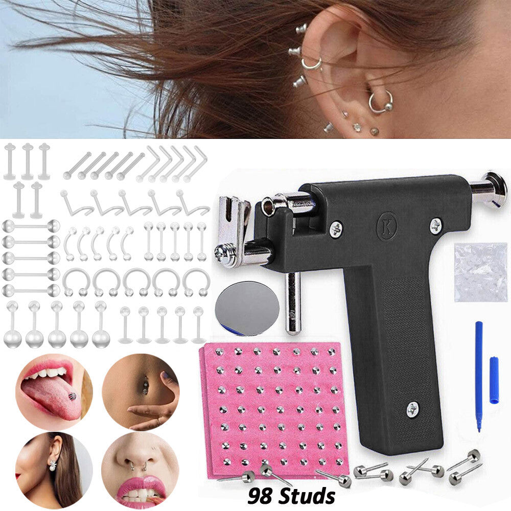 Professional Ear Piercing Gun Kit with 148 Studs & Accessories