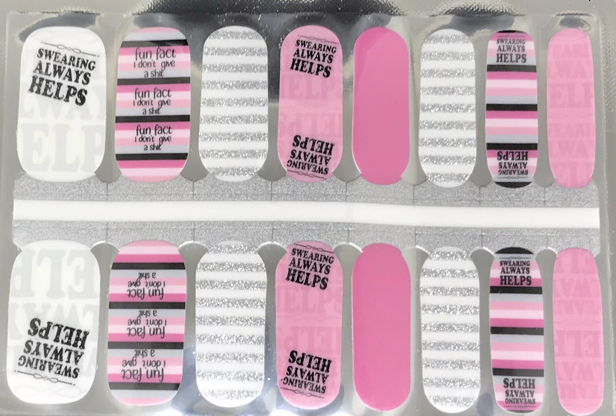 Color Nail Polish Strips 16 Count - Nail Art Wraps with Bold Words