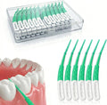 Disposable Dental Picks for Teeth Cleaning - 96 Pack Flossers with Curved Brush Head