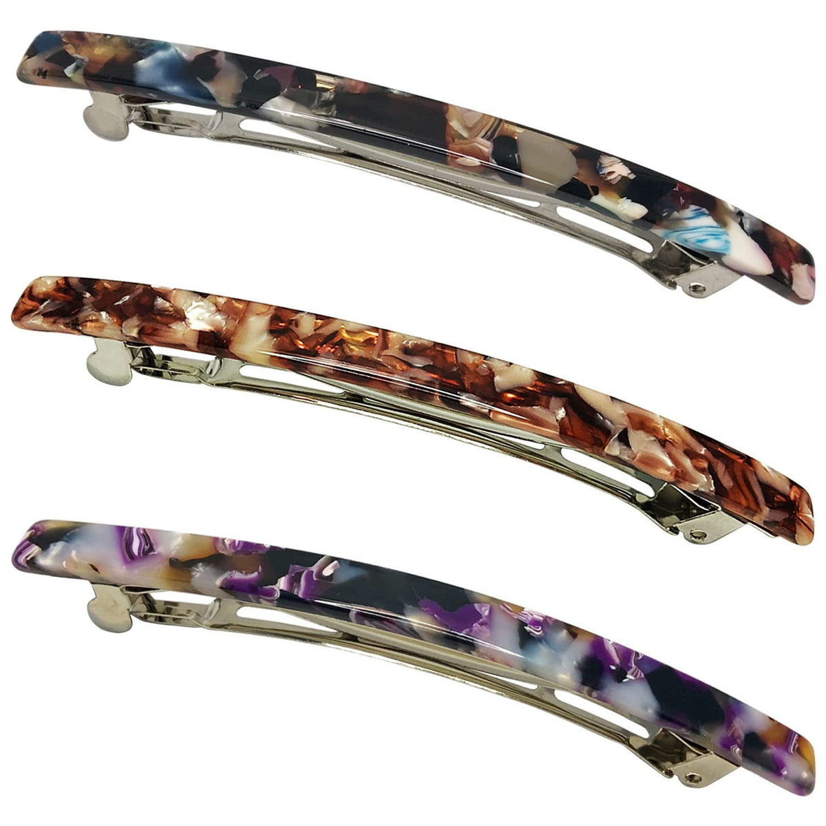 Long French Hair Barrettes 4 Pack - Classic Hair Clips for Thick Hair